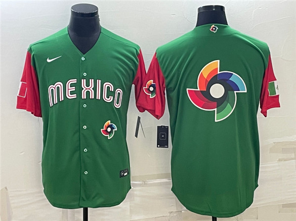 Men's Mexico Baseball 2023 Green World Baseball Big Logo With Patch Classic Stitched Jersey